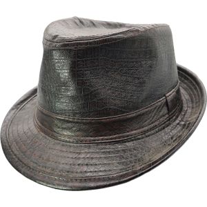 Faux Leather Trilby Hat