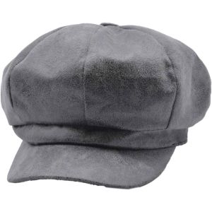Womens Suede Look Newsboy Cap