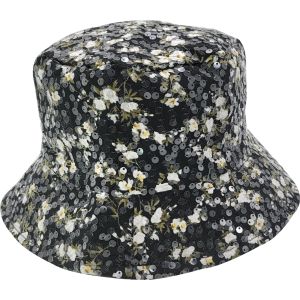 Sequin Fisherman Bucket Hat With Flower Print (12Pcs)