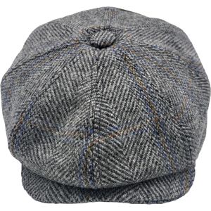 Checked Herringbone Newsboy Cap