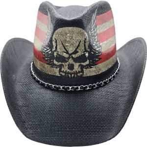 Summer Skull & US Flag Cowboy Hat