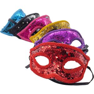 Fancy Sequin Masquerade Half Eye Mask (12Pcs)