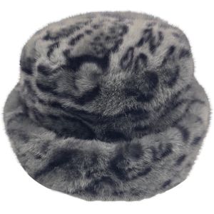 Soft Faux Fur Leopard Print Bucket Hat
