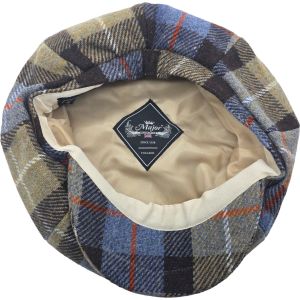 100% Wool Check Pattern One Size Newsboy Cap