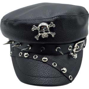 Captain Breton Sailor Cap – Punk Studded Skull Design