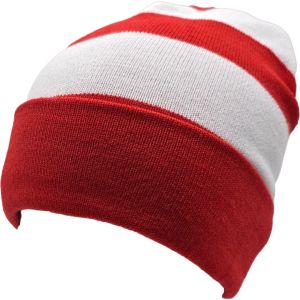 Striped Bobble Hat with Pompom (12Pcs)