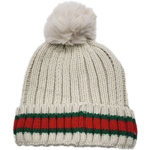 Striped Knitted Pompom Beanie (12Pcs)