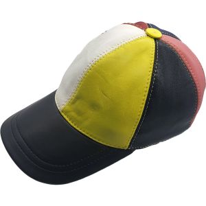 Genuine Leather Patchwork Baseball Cap