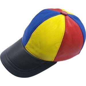 Genuine Leather Patchwork Baseball Cap