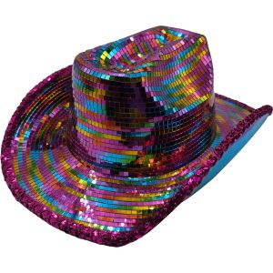 Rainbow Disco Mirror Cowboy Hat