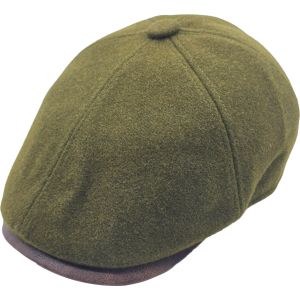 6-Panel Newsboy Flat Cap with Faux Leather Peak