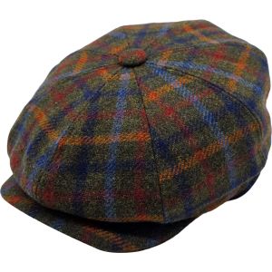 Multi-Coloured Wool Tweed Newsboy Cap