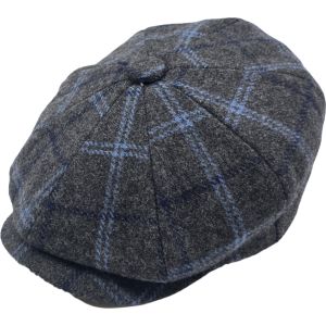 Wool Checked Tweed Newsboy Cap