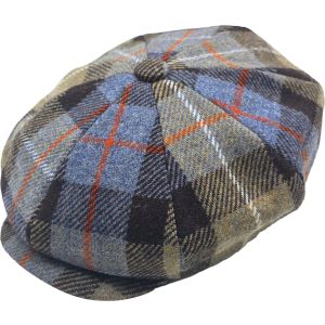 100% Wool Check Pattern One Size Newsboy Cap