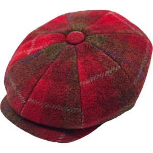 100% Wool Multicolour Check Pattern Newsboy Cap