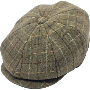 Classic Olive Check Newsboy Cap