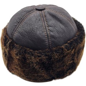 6-Panel Leather Hat with Sheep Fur