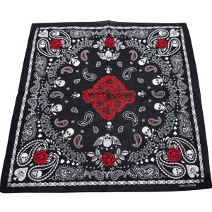 Gothic Skull & Red Rose Bandana (12Pcs)