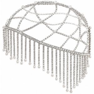 Rhinestone & Pearl Fringe Headpiece