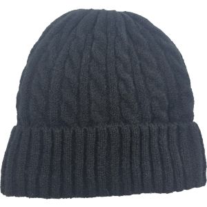 Classic Cable Knit Black Beanie