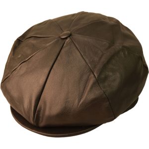 Black Faux Leather Newsboy Hat