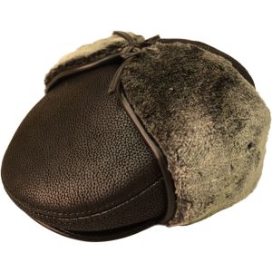 Black Faux Leather Flat Cap