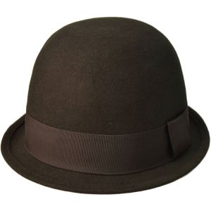 Womens Wool Felt Vintage Cloche Hat - Black