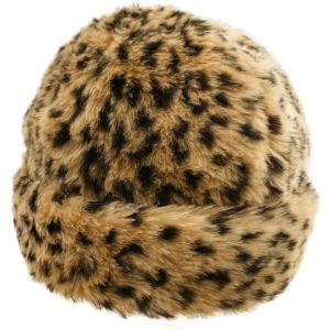 Leopard Print Faux Fur Hat - Light Brown