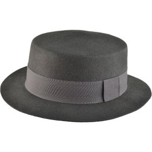 Black Wool Boater Hat
