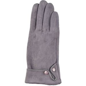 Womens Faux Suede Gloves - Grey