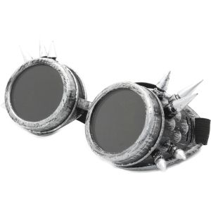 Novelty Spiked Steampunk Motorcycle Goggles - Rusty Silver