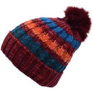Knitted Beanie With Pompom - Navy