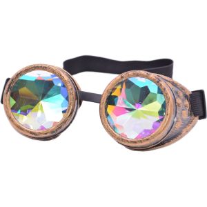 Novelty Steampunk Retro Diamond Goggles - Rusty Gold