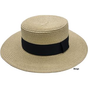 Summer Boater Hat-Beige