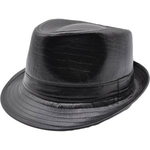Faux Leather Trilby Hat