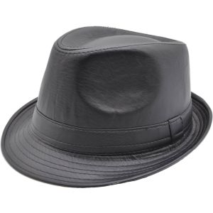 Faux Leather Trilby Hat
