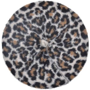 Womens Angora Leopard Beret (12pcs)