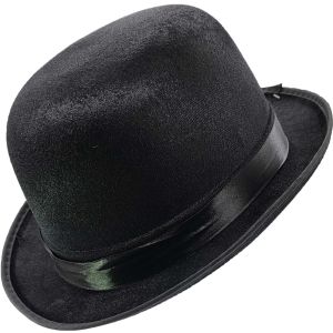 Shiny Black Fancy Bowler Hat (12Pcs)
