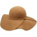 Wide Brim Womens Wool Felt Cloche Hat - Beige