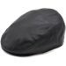 Genuine Leather Flat Cap - Black