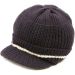 Knitted Peaked Beanie Hat - Navy Blue