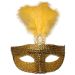 Gold Venetian Masquerade Mask - Feathered