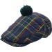 Scottish Tartan Pompom Flat Cap - Navy Blue