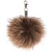 Real Fur Pompom Keyring - Beige