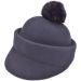 Womens Peaked Wool Cloche Hat With Pompom - Black