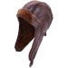 Genuine Cracked Leather Trapper Hat - Brown