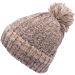 Knitted Beanie With Pompom - Beige