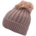 Real Fur Pompom Beanie - Beige