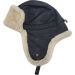 Genuine Leather Black Trapper Hat with White Fur