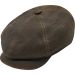 Cracked Leather Brown Newsboy Cap